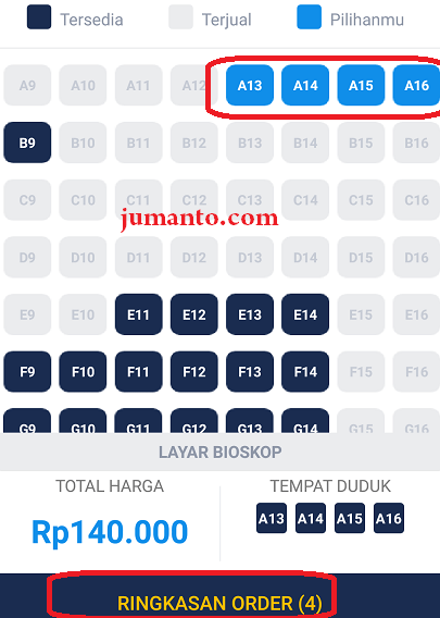 cara memilih kursi di tix id