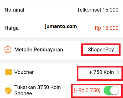 cara menggunakan koin shopee untuk beli pulsa