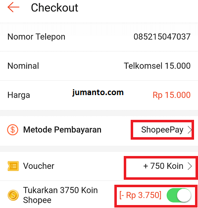 cara menggunakan koin shopee untuk beli pulsa