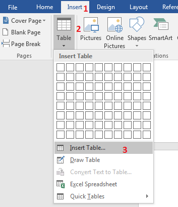 cara insert table di microsoft word