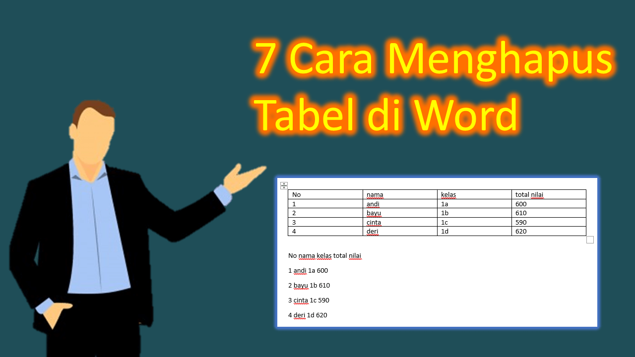 cara menghapus tabel di word