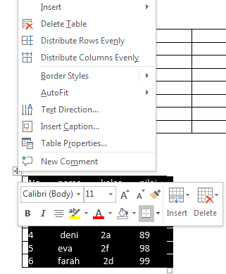 cara menghapus tabel di word