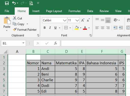 merapikan tabel excel