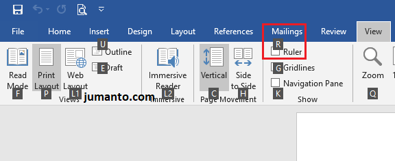 trik memunculkan penggaris atau ruler di microsoft word tercepat