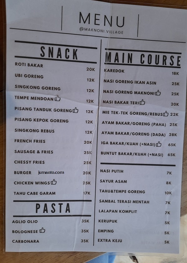 daftar menu dan harga makanan maknoni cafe bandar lampung-min