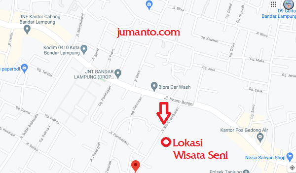 peta rute menuju lokasi wisata seni lampung